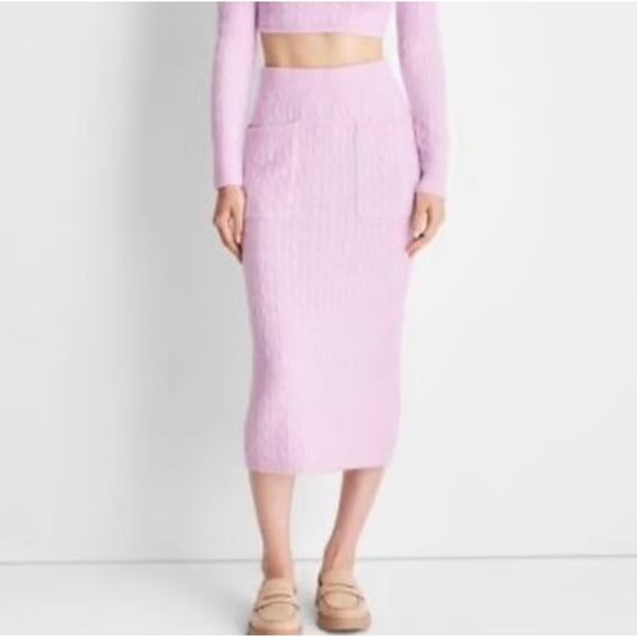 Future Collective Lilac Purple Cable Knit Long Sweater Skirt Size Large Preppy - Picture 1 of 8